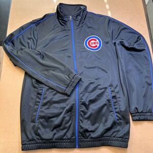 NWT G-III Sports Chicago Cubs MLB Tricot Track Jacket Mens Medium Black 21323303